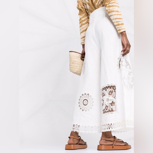 ZIMMERMANN Rhythmic Lace-Appliqué Culottes Linen-Voile Zimmermann Size 2 - Picture 6 of 15